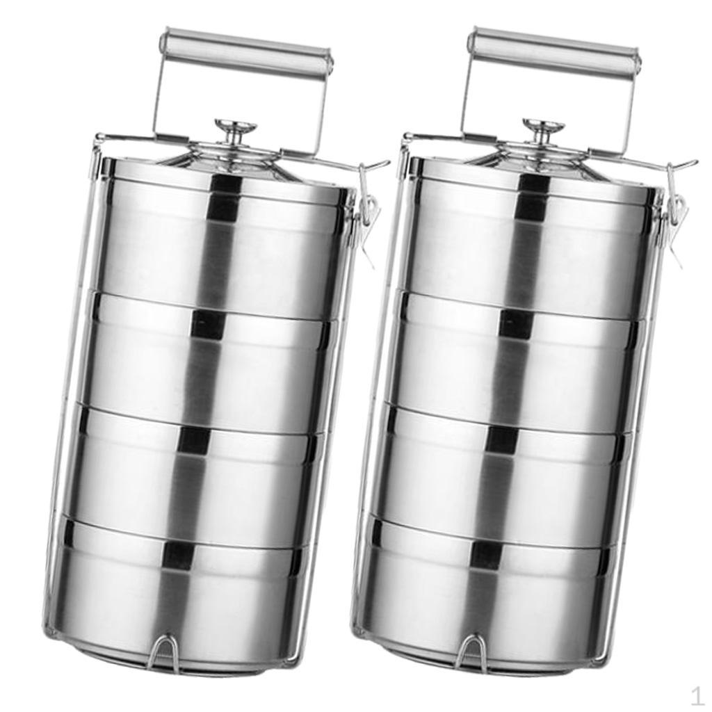 2x Stainless Steel Thermal Insulated Stackable Lunch