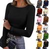 Women's  Slim Bottom T-shirt Fashion Casual Solid Color V-Neck Pullover Long Sleeve Top