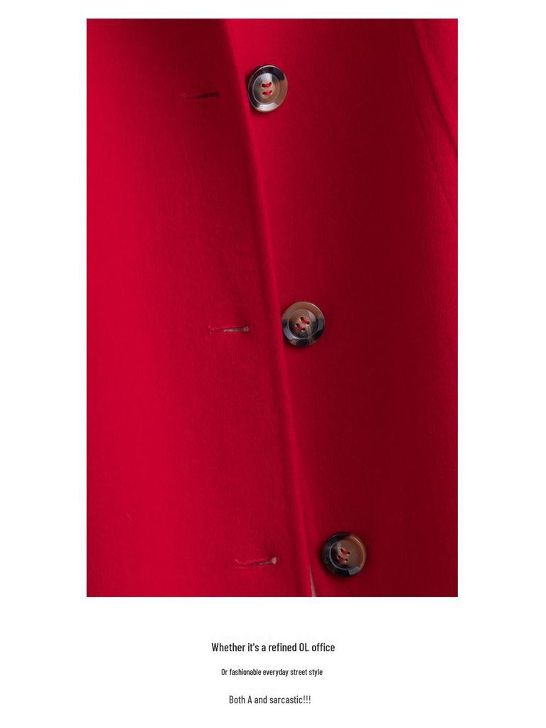 Women's Slim Long Wool Coat with Peter Pan Collar