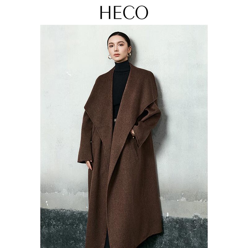 HECO Women's Simple Long Double-Faced Wool Coat