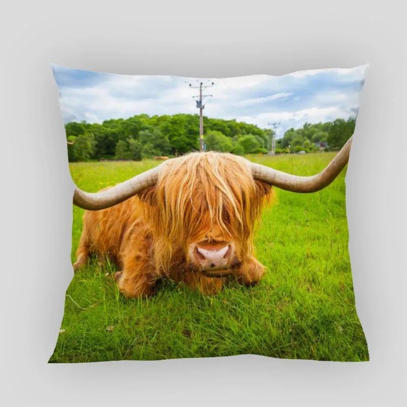Highland Cow Pillow Cover Customize Pillowcase Modern Home Decorative Pillow Case For Living Room 45X45cm,40X40cm
