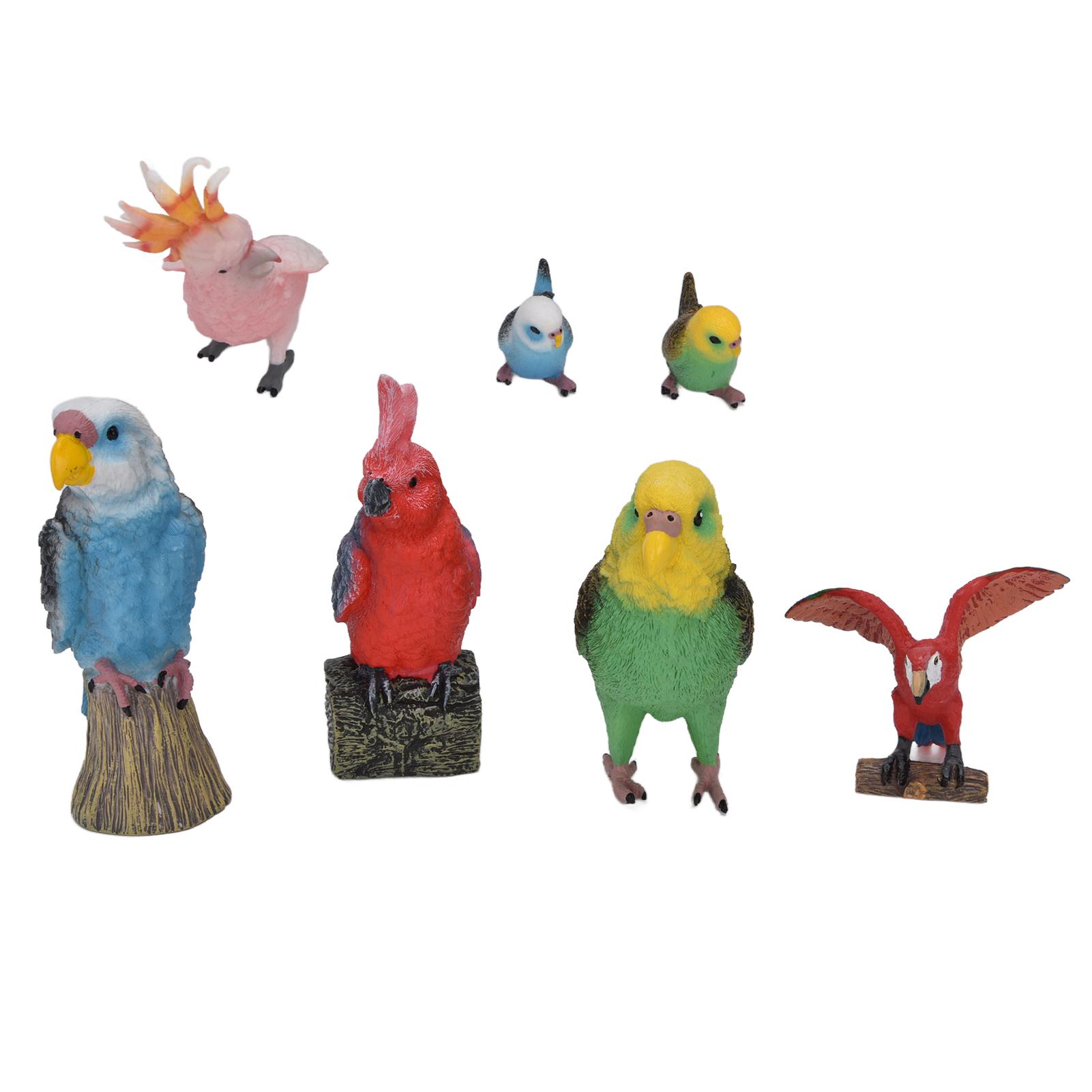 

7pcs Bird Figurines Children Cute Lifelike Budgerigar Macaw Bird Model Toy Gift Home DecorationBird