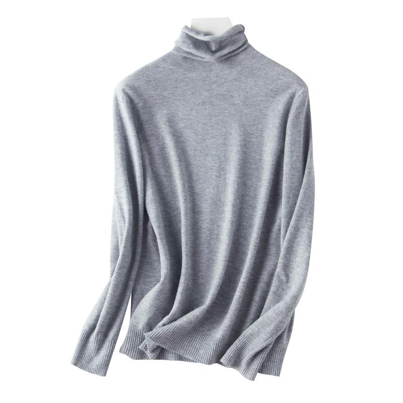 Women's Autumn Winter Korean Style High Neck Slim-Fit Knit Base Layer Sweater Fashionable and Versatile