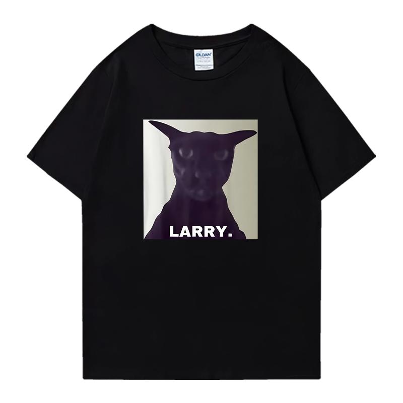 T-shirt vintage Evil Larry Cat Oversized Mulheres Homens 100% Algodão manga curta t-shirts Verão Gola Redonda Roupa estampada Unissex