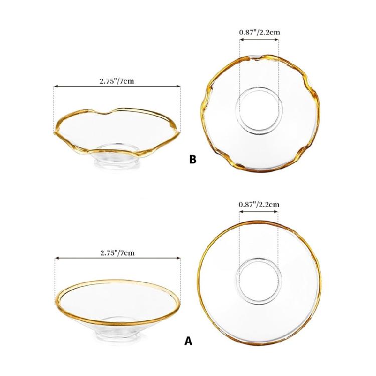 Set of 6 Clear Glass Bobeches for Candlestick Holders Candle Accessories with Golden Rimmed Wax Drips Catchers Rings Protectors