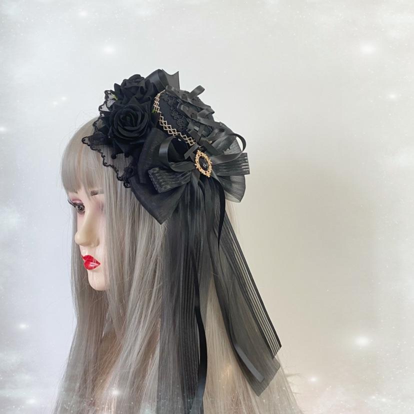 

Lolita Goth Dark Versatile Fascinator Elegant Flat Hat Top Hat Headgear Hair Accessories Women Hats