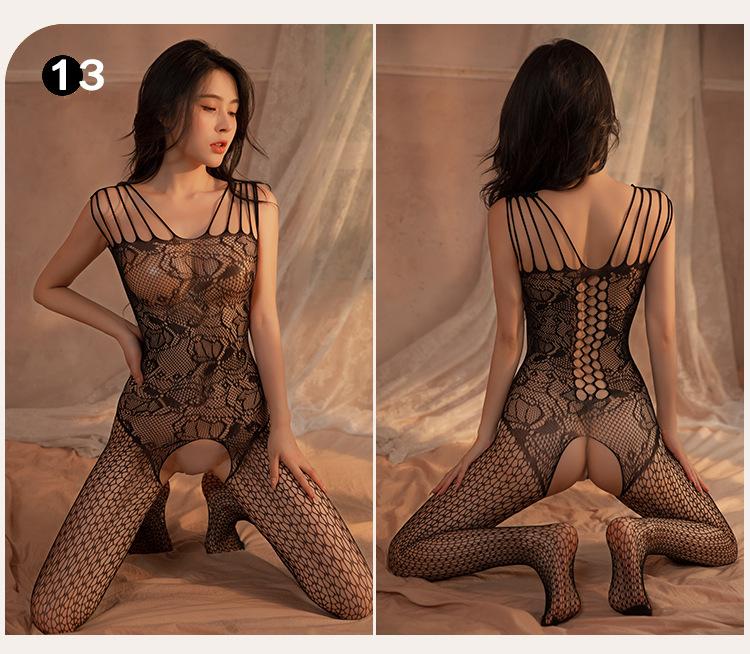 Women's Crotchless Fishnet Pantyhose Translucent Mesh Stockings Full-Length Sexy Lingerie Floral Sheer Tights