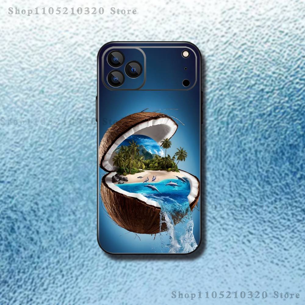 

Coconut Fruits Tropical Phone Case For iPhone 17,16,15,14,13,12,11,Pro,Max,Plus,E,Air,Mini Protective TPU Cover iPhone14Plus