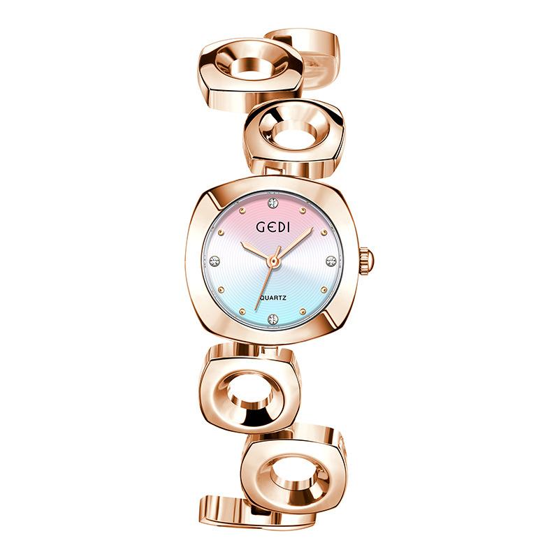Light Luxury Irregular Bracelet Watch Temperament Art High-End Quartz Watch Women'S Outer Circle Inner Alloy Watch