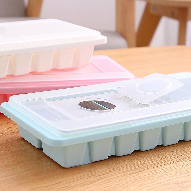Summer Plastic Ice Cube Mold 16-Cell Ice Tray with Cover PP Ice Maker Creative Ice Box Bulk Order
