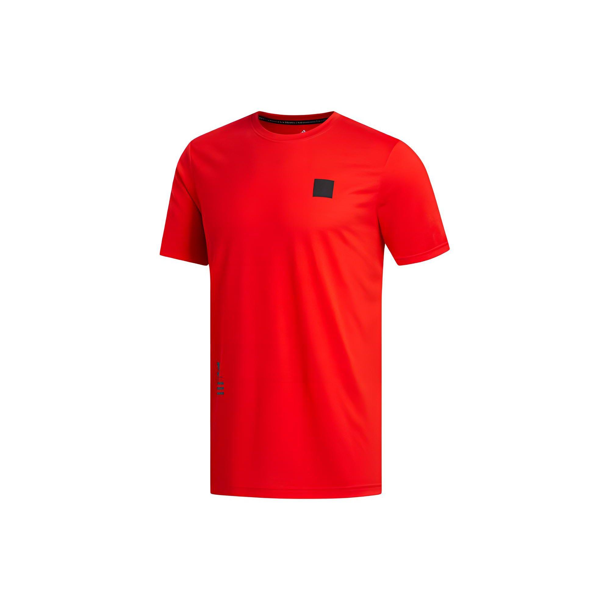 

Adidas Printed Ribbed Crew Neck Breathable Short Sleeve T-Shirt Men Tops Red FL4803 S