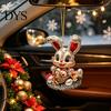 Indoor Outdoor Holiday Hanging Ornament Easter Bunny Acrylic Pendant, Cute Rabbit with Basket, 2D Car Lightweight Figurine Rearview Mirror Ornament,