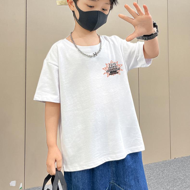 Camiseta de Manga Corta para Niños Verano Holgada Top de Media Manga Infantil Atuendo de Verano para Niños