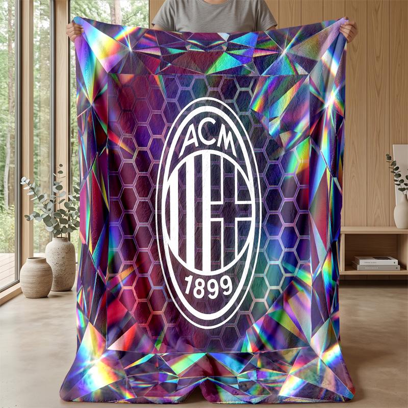 AC Mailand Thema Decke Weiche Flanelldecke Plüsch Überwurfdecke Gemütliche Sofa Bettdecke für Heimdekoration