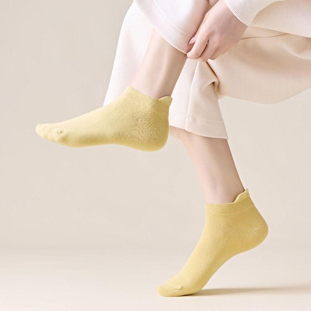 10Pairs Korean Style Invisible Boat Socks Candy Color Ear Lifting Socks Mesh Short Socks  Daily