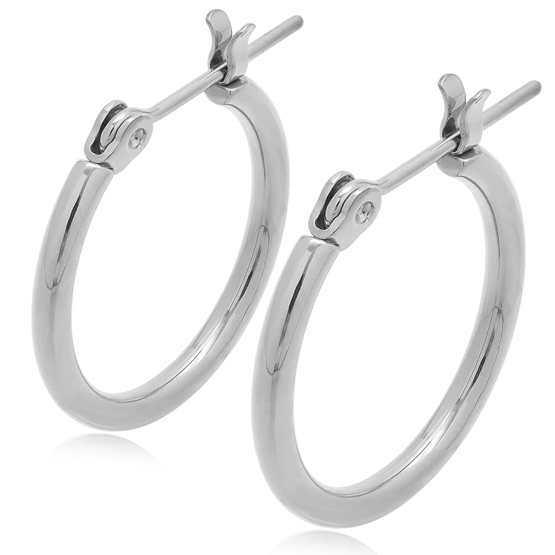 

[Adelina Style] earrings Popularity Larger ring earrings ladies Width 2mm hoop earrings 1 pair first piercing surgical stainless steel Compatible with
