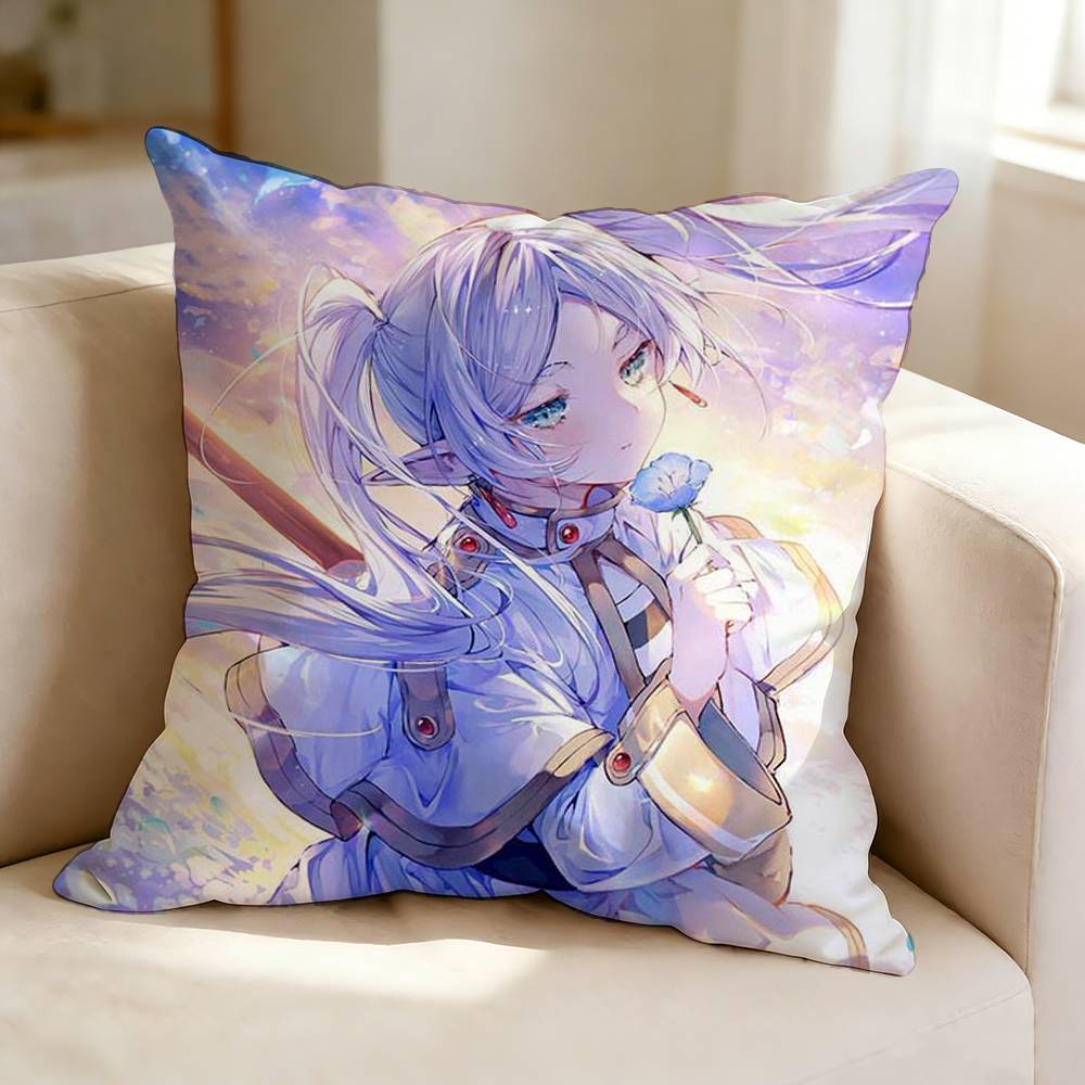 Anime FFrieren BBeyond Journeys End  Square DoubleSided Printed Pillow Case Bedroom Bedside Pillow Sofa Cushion Cover