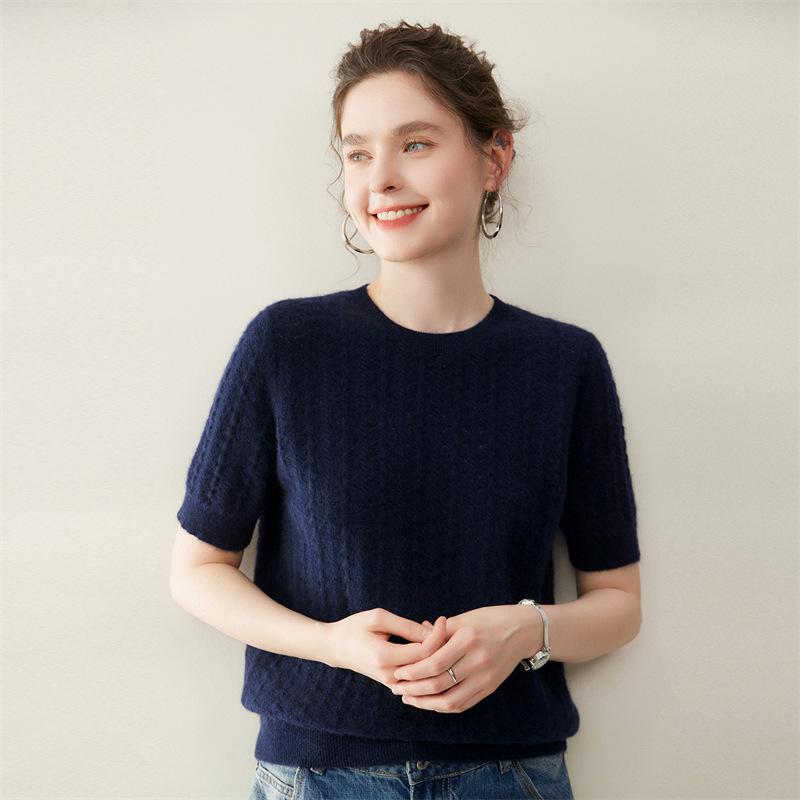Women's Short Sleeve Cashmere Knit Top