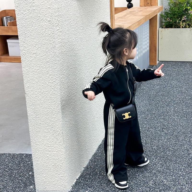 2025 Spring/Autumn Korean Style Girls' Fashion Long Sleeve Two-Piece Sports Set