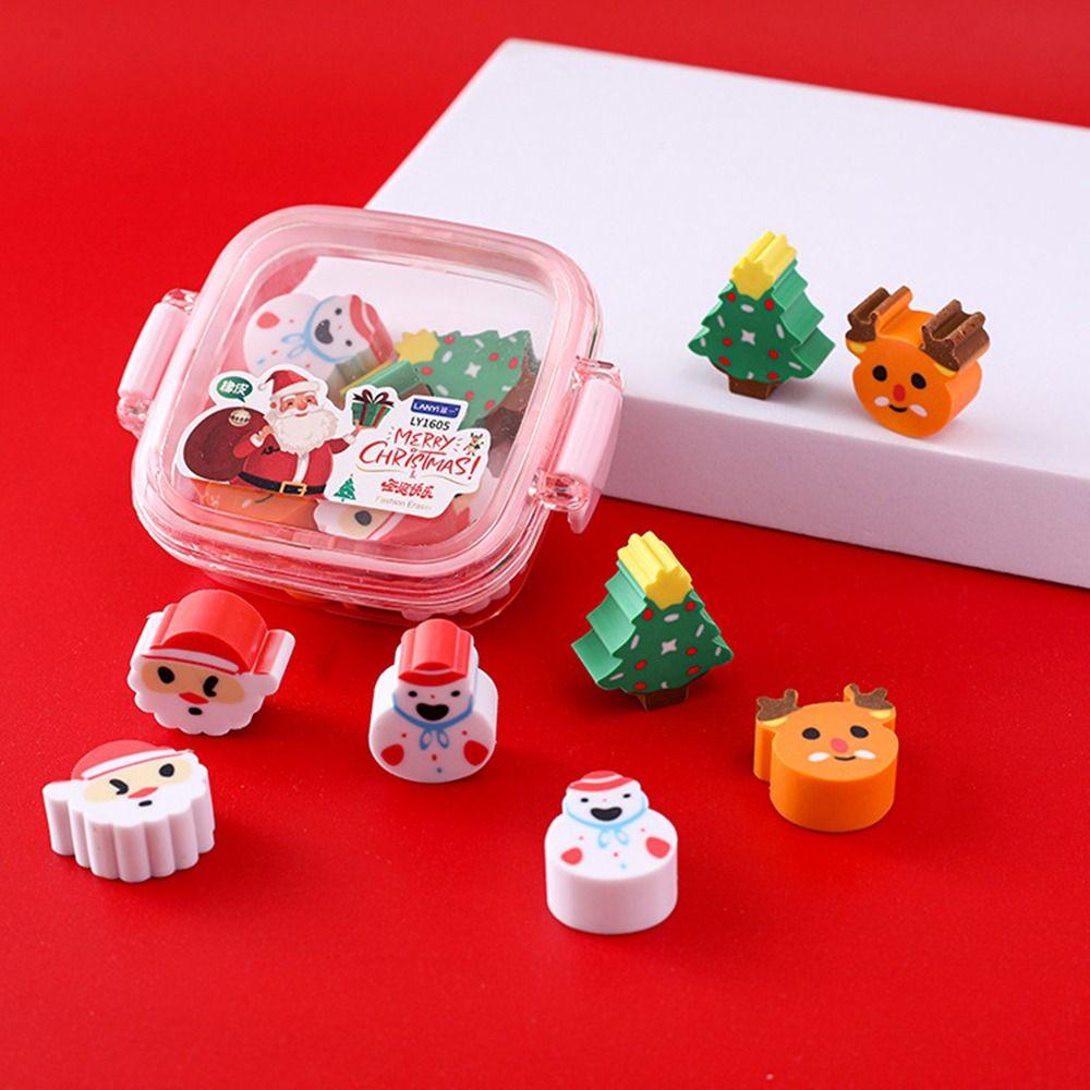 Elk Pencil Erasers Santa Christmas Stationery School Supplies Christmas Eraser  Student