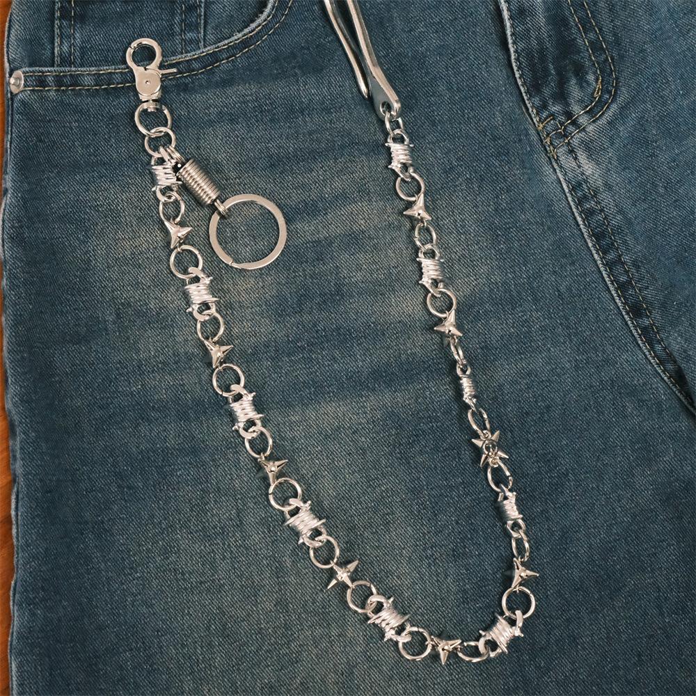 Accessories Hip Hop Single Layer Spike Metal Trouser Chain Accessories Men's and Women's Trendy Cool Waist Chain