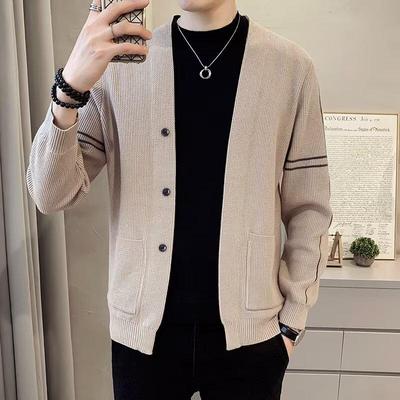 Gilet Pull Cardigan Rétro à Col en V pour Homme Automne/Hiver 2024 - Tricot Style Décontracté Paresseux