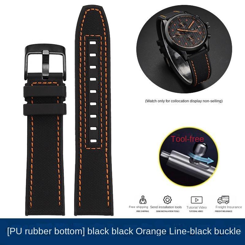 New Design Hybrid FKM Watch Strap for Mido Helmsman M005 M038.431 M038431a Quick Release Canvas Nylon Watchband Bracelet 22mm