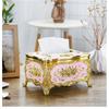 Rose Pattern Golden-Plated Tissue Box American Style Paper Holder Suitable For Multiple Rooms Home Desktop Decor