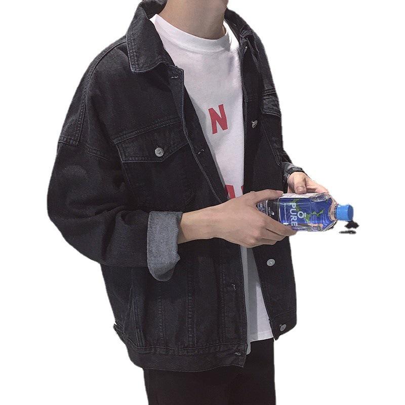 Herren Loose Washed Denim Motorradjacke im Hongkong-Stil - Herbst Neu Koreanischer Studenten-Top