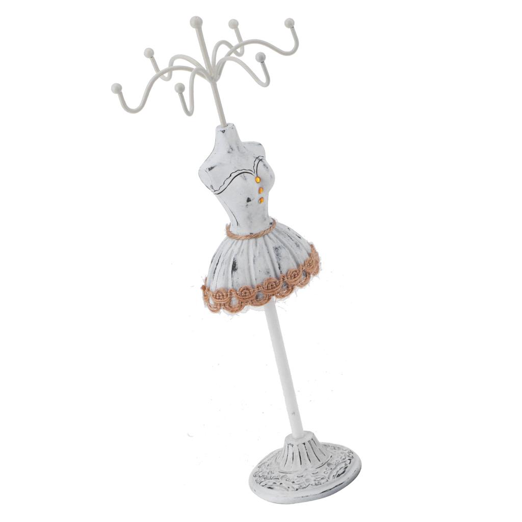 Jewelry Holder Display Necklace Earrings Storage Polyresin Doll Stand with Detachable BracketGrey 2