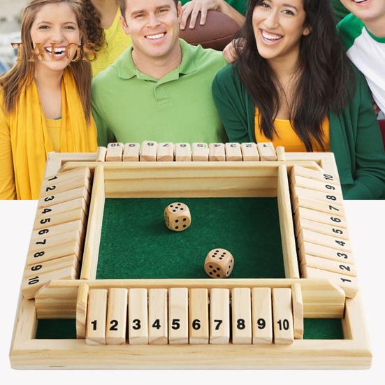 Shut The Box Joc de masă cu zaruri Joc educațional de strategie cu numere de matematică în 4 direcții 4 jucători Copii adulți Petrecere de noapte în familie Jucărie din lemn Close The Box