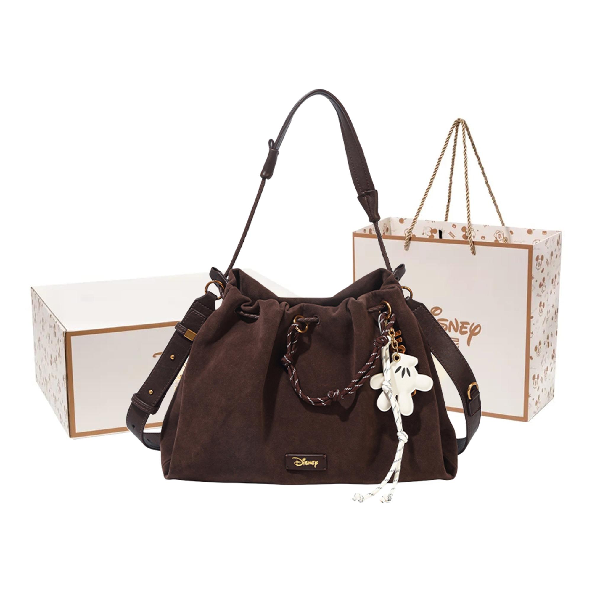 

New Disney Mickey Series Flannelette 1 Pack, Multiple Portable Crossbody Bag, Shoulder Bag Women s Brown BMK-72185K 35.1*14.5*24.1CM