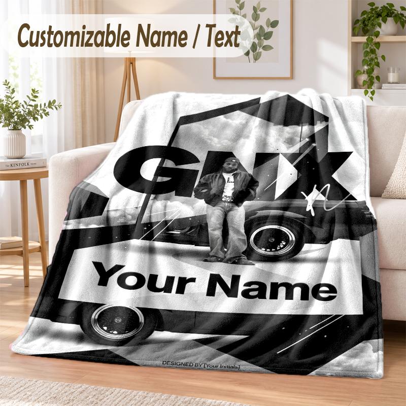 Kendrick Lamar Custom Name Flannel Throw Blanket Soft Warm for Sofa Bed Indoor Home Use