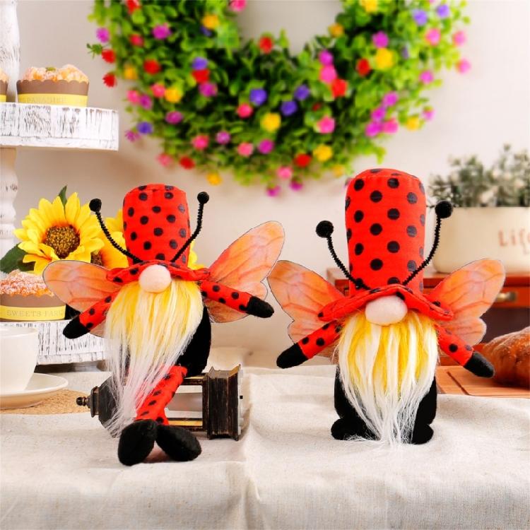 Ladybug Gnome Faceless Doll Decorations Kitchen Tiered Tray Decors for Farmhouses