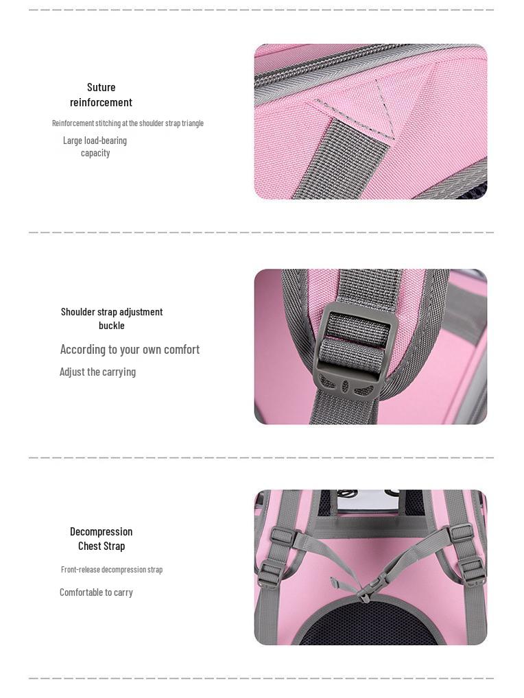 Large Transparent Foldable Outdoor Cat Carrier - Double Shoulder, Multi-functional, Solid Color