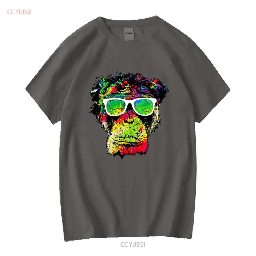 XtraFly Apparel Mens T Shirt Neon Monkey Chimp Gorilla Tie Dye Ape Crewneck vintage Washed Unisex Soft designer clothes Casual