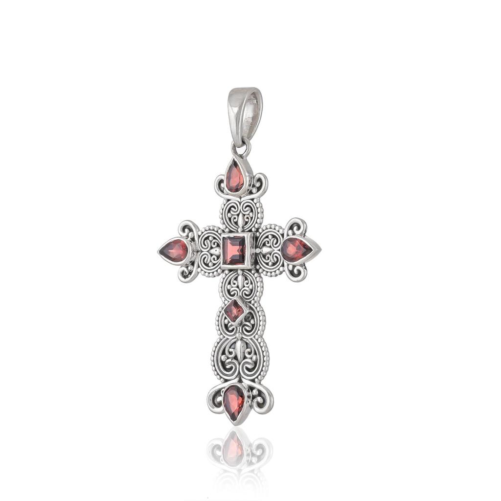 Granat Edelstein einzigartiger Kreuzanhänger 925 Sterlingsilber Schmuck zivori Halskette Anhänger Rotes Kreuz SSP250