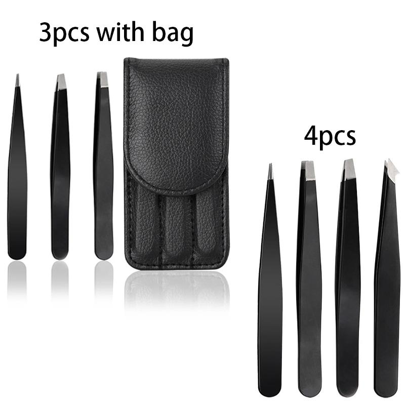 Haren Verwijderen Pincet Roestvrij Staal Wenkbrauwpincet Roze Schuin Zwarte Punt Punt Gezicht Schadevrij Make-up Schoonheidstool Zwart