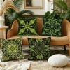 Luxurious Green And Golden Cushion Cover Pillow Case Plush Fabric Soft Double Sided Print Sofa Cushion Cover Throw Pillow Covers