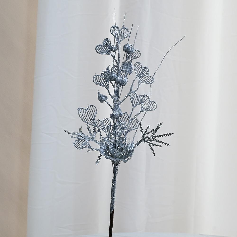 Christmas ornaments heart fan leaves lily decorative branches Christmas tree plugins atmosphere supplies simulated branches berries