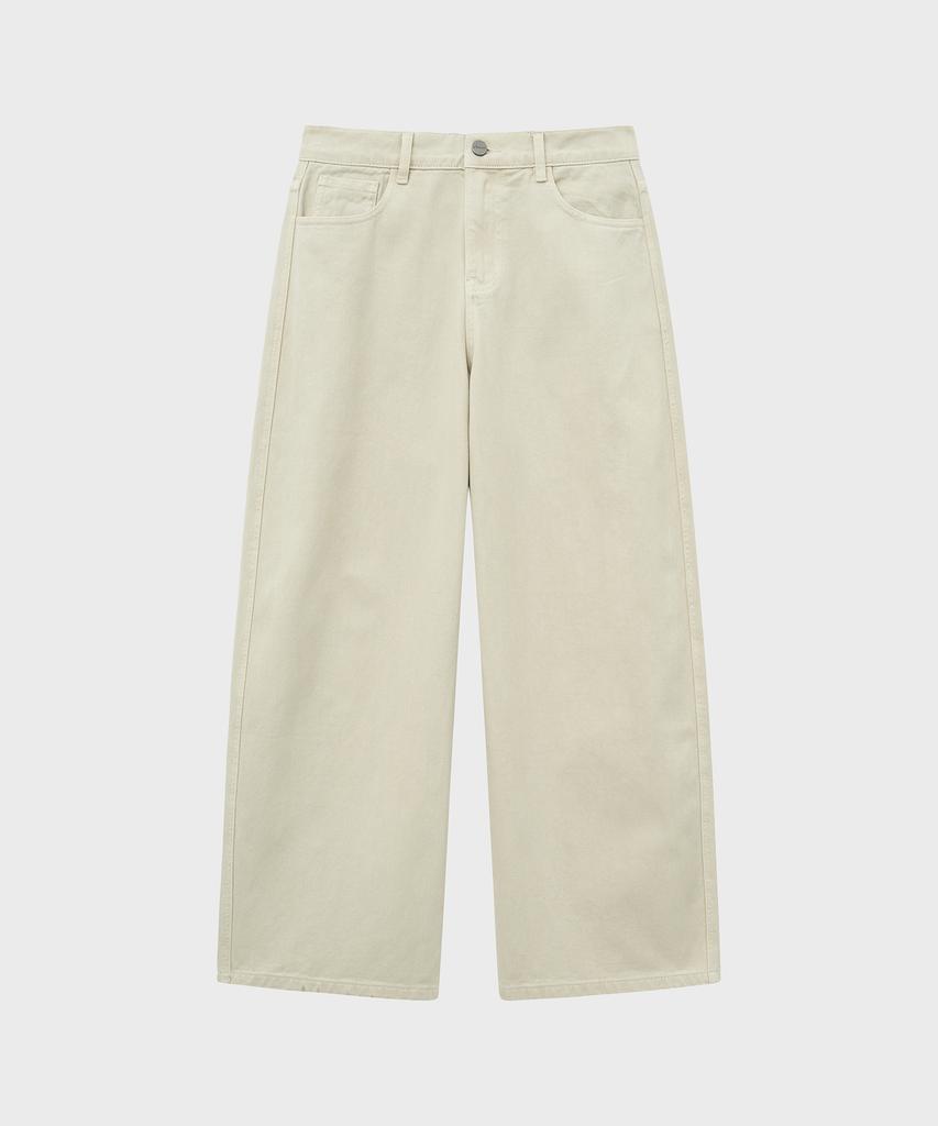 NOIRER FOR WOMAN Cotton Dyed Curved Denim Pants (Sand Beige)