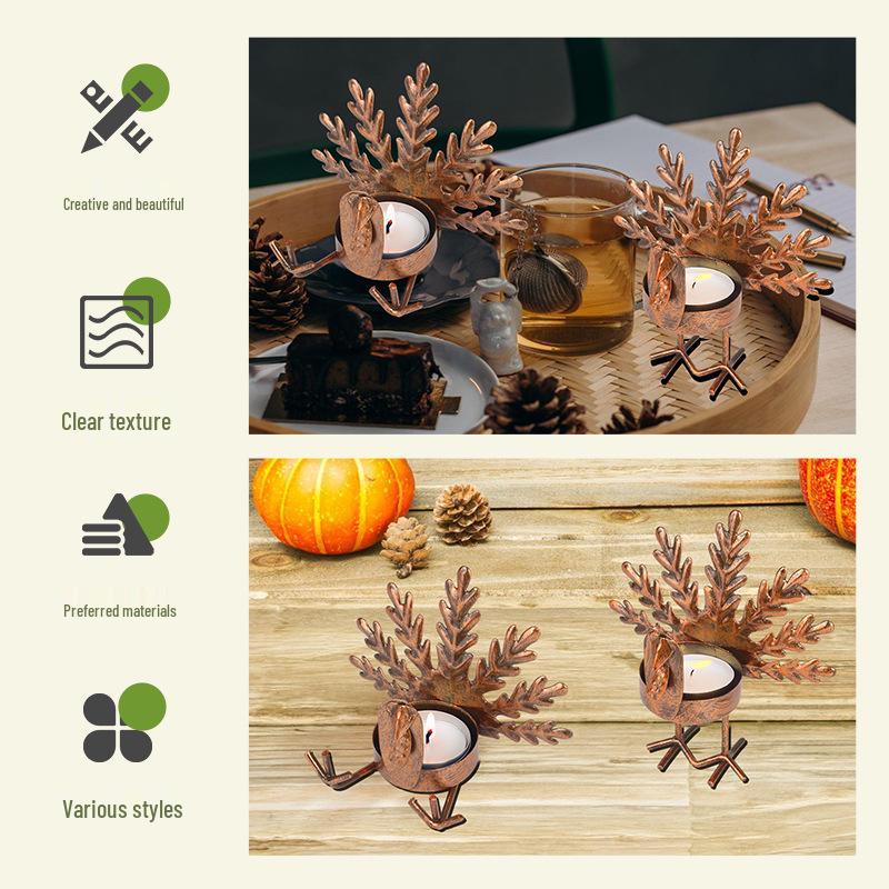 Metal Turkey Tealight Candlestick Thanksgiving Decoration