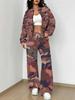 Simple Autumn and Winter New European and American Women's Clothing Yellow-green Camouflage Printing Suit Women