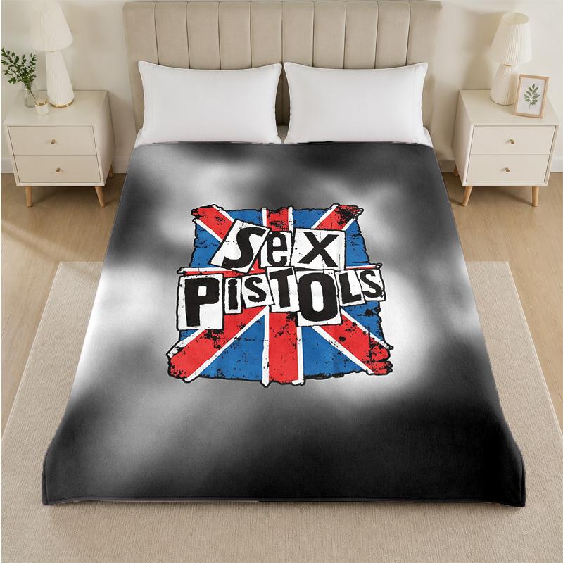 Sex Pistols Print Flannel Blanket Cozy Lightweight Plush Throw Blanket For Bed Sofa Household Use