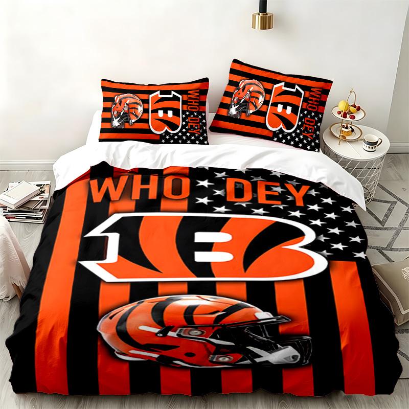 Set da 3 pezzi Cincinnati Bengals Perfetto per la camera da letto Set di biancheria da letto confortevole include una copripiumino e due federe Ideale come regalo di compleanno o di Natale
