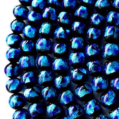 [GOLD STONE] Glow-in-the-dark Firefly Glass Beads, Blue, 8mm, 52 Beads, Sold Individually, 40cm Long, Okinawa, Type A, Glow-in-the-Dark