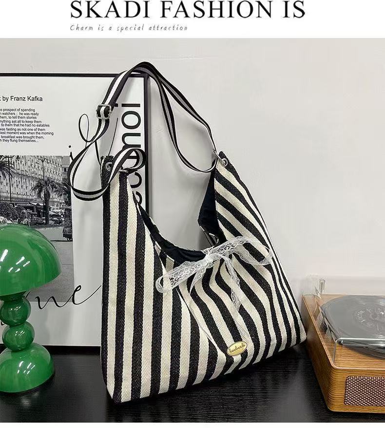 

Вместительная полосатая сумка, женская модная сумка-тоут, сумка для занятий для студенток