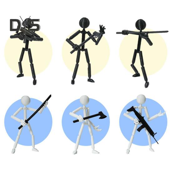 Stickman Ornament Multi-Purpose Action Figure Decor Mysterious Design Stress Relief Toy with Fully Poseable Robot