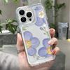 Oil painting blue flower for iphone16promax mobile phone case Apple 15 anti-drop 14pro Japan and Korea 13/12