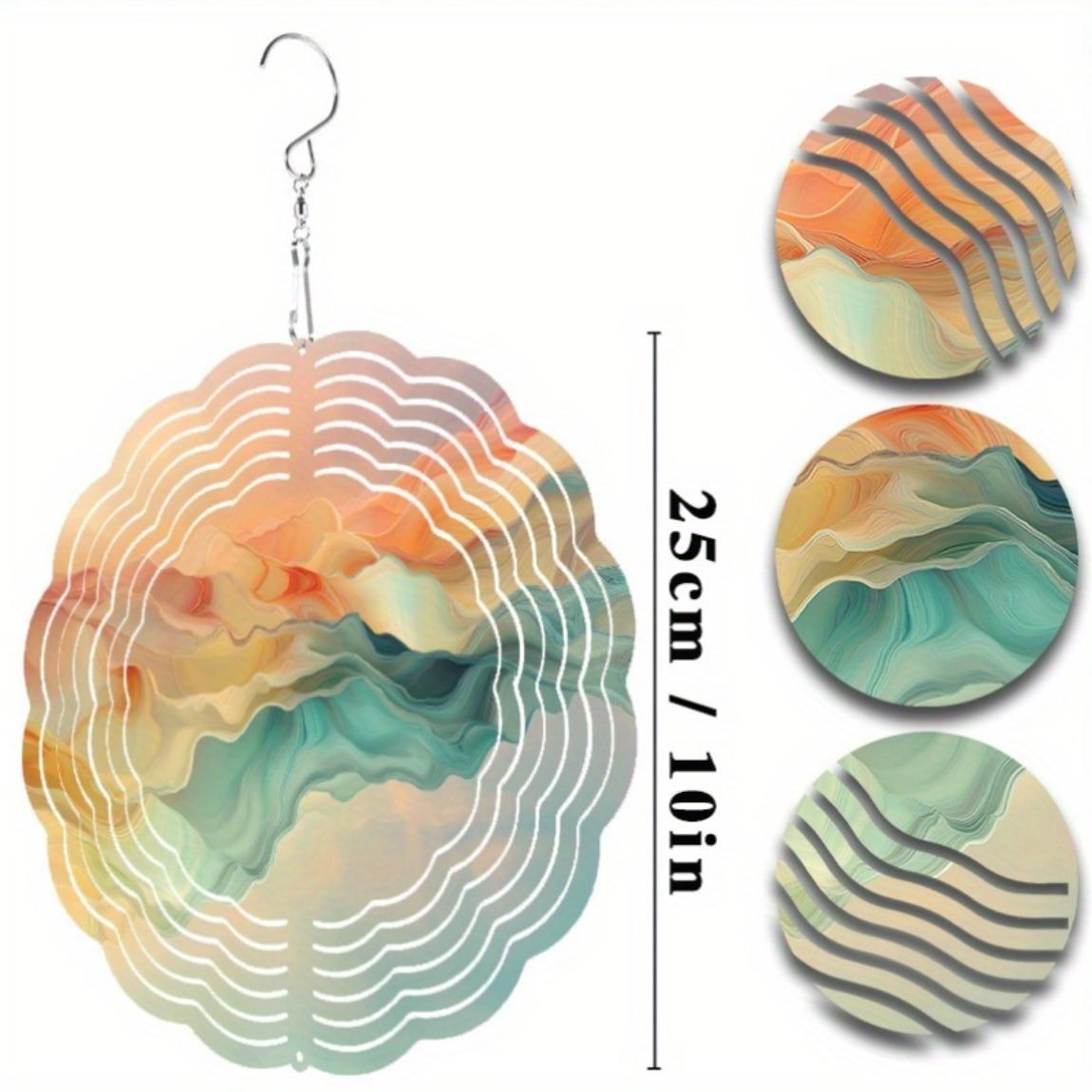 

10-дюймовый металлический колокольчик ветра, уличный декор для сада с мандалой, с крючком, вращающимся на 360 градусов, работающий от ветра, без батареек, художественный подарок для патио, балкона 01A